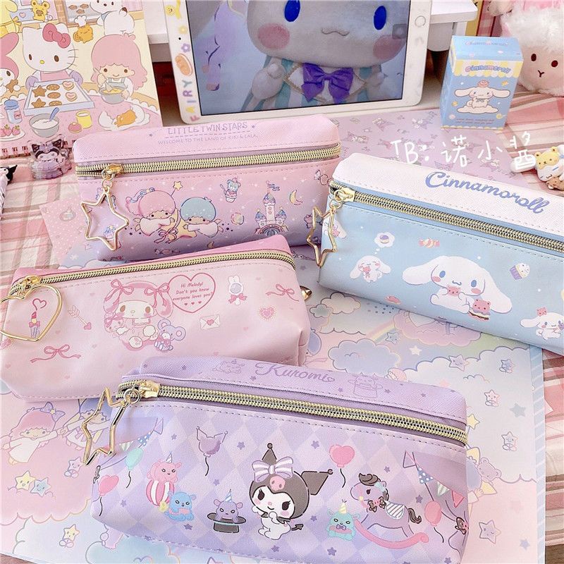 

tempat pensil terbaru 2 sisi / kotak pensil sanrio terbaru /pencil case cinnamoroll kueomi melody 2 sekat