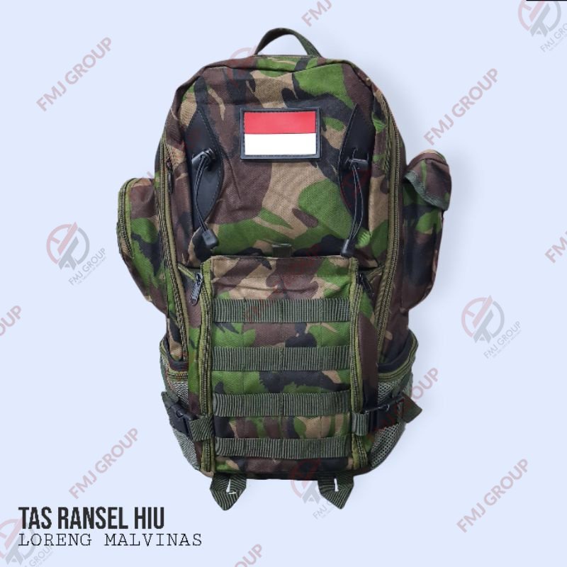 Tas Ransel Hiu Army / Tas Punggung Hiu / Ransel Backpack Hiu / Tas Gunung Tactical Army Hitam,Krem,Hijau Army,Loreng Gurun,Malvinas
