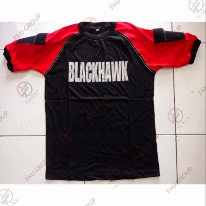 Kaos Tactical Pendek dewasa blackhawk / tactical hitam / merah kombinasi katun combed 20s