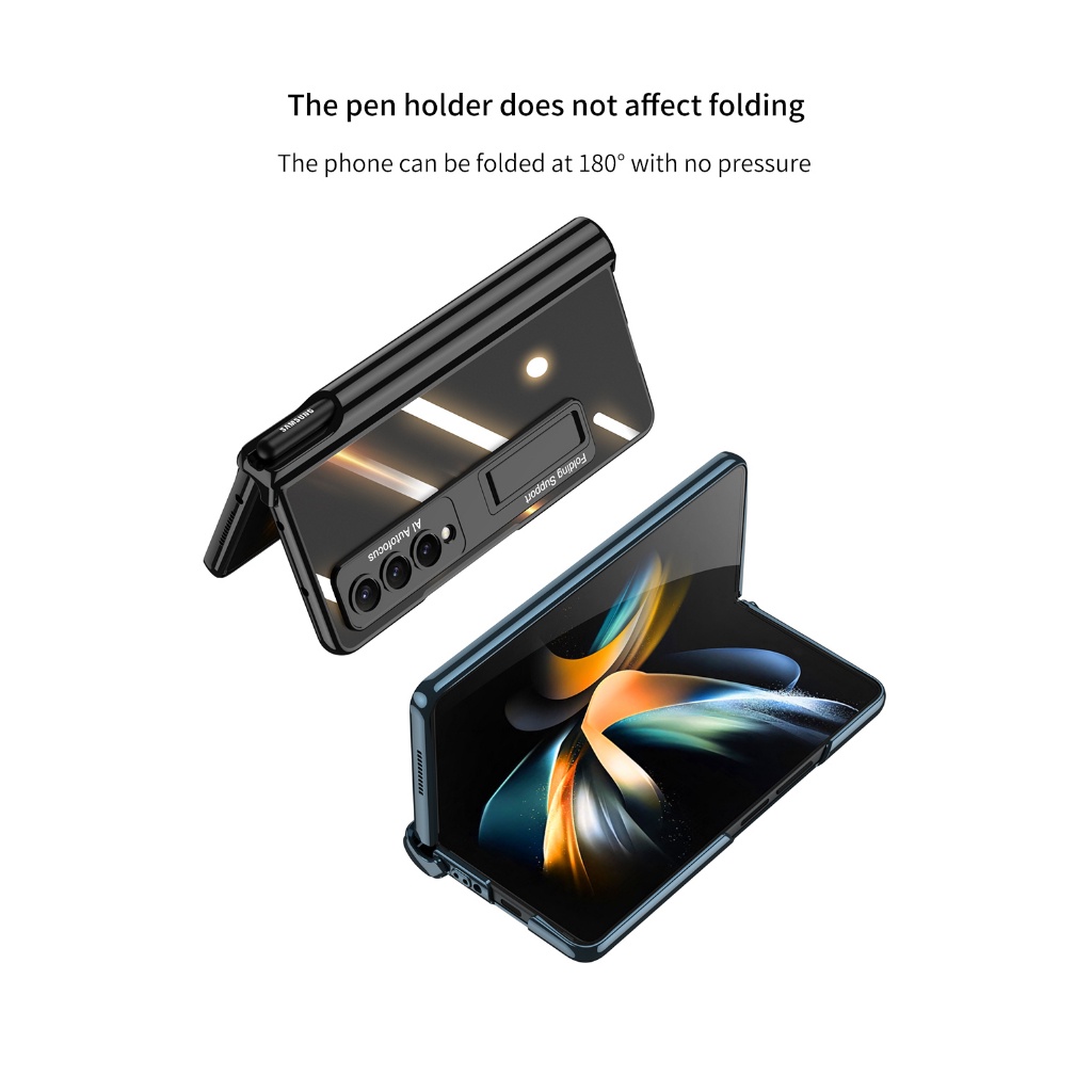 Folding Phone Case For Samsung Z Fold 4 - Fold 3 Phantom With Magnetic Pen Holder Hinge