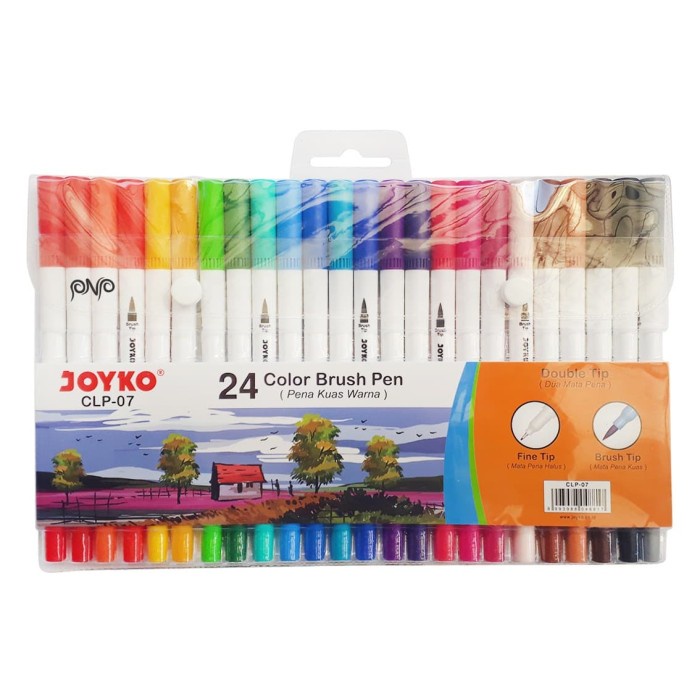 

Joyko Brush Pen Colour Dual Tip Spidol Set 24 Warna CLP-07