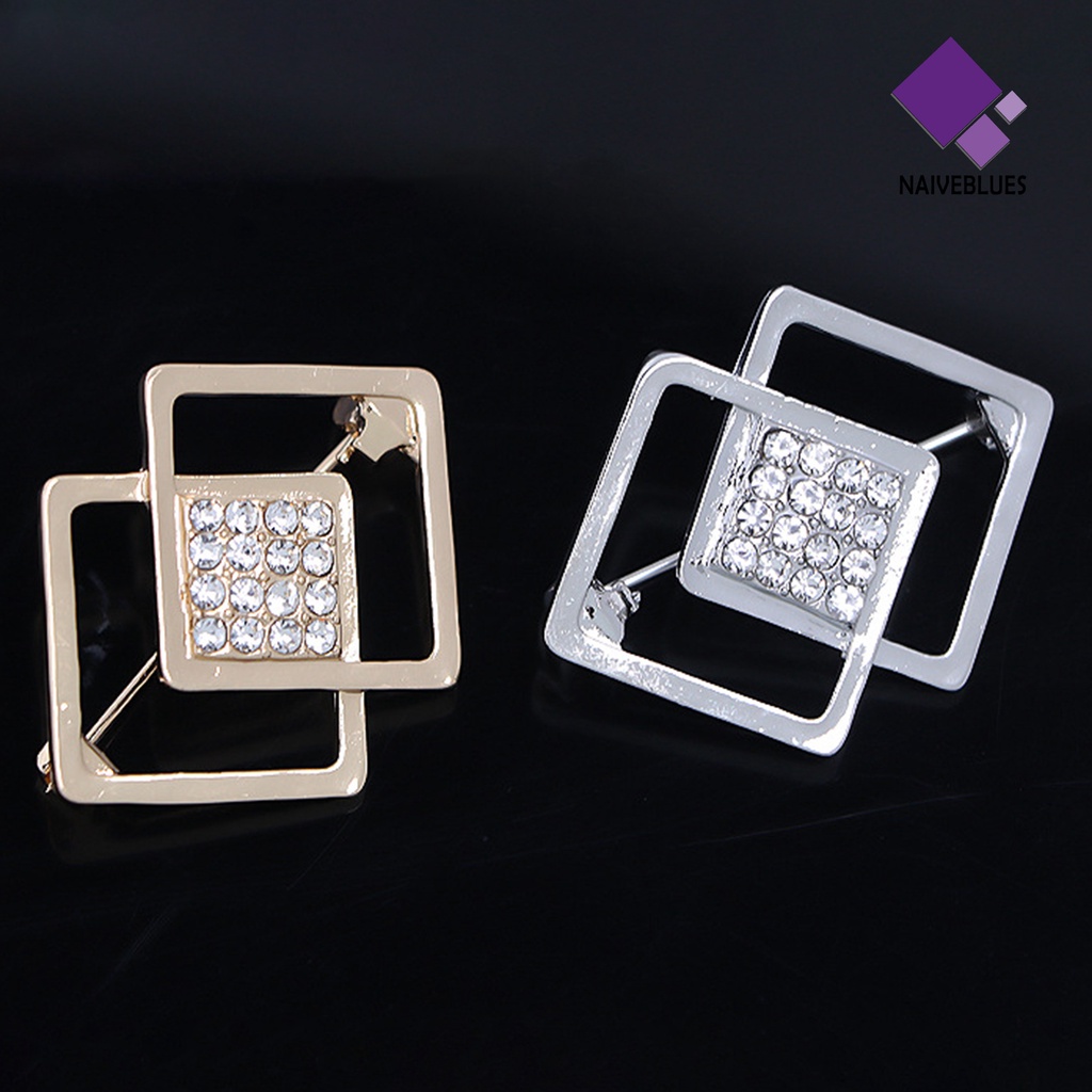 &lt; Naiveblues &gt; Pin Bros Berkilau Bentuk Geometris Tahan Karat Korosi Mempesona Paduan Visual Shiny Pin Brooch