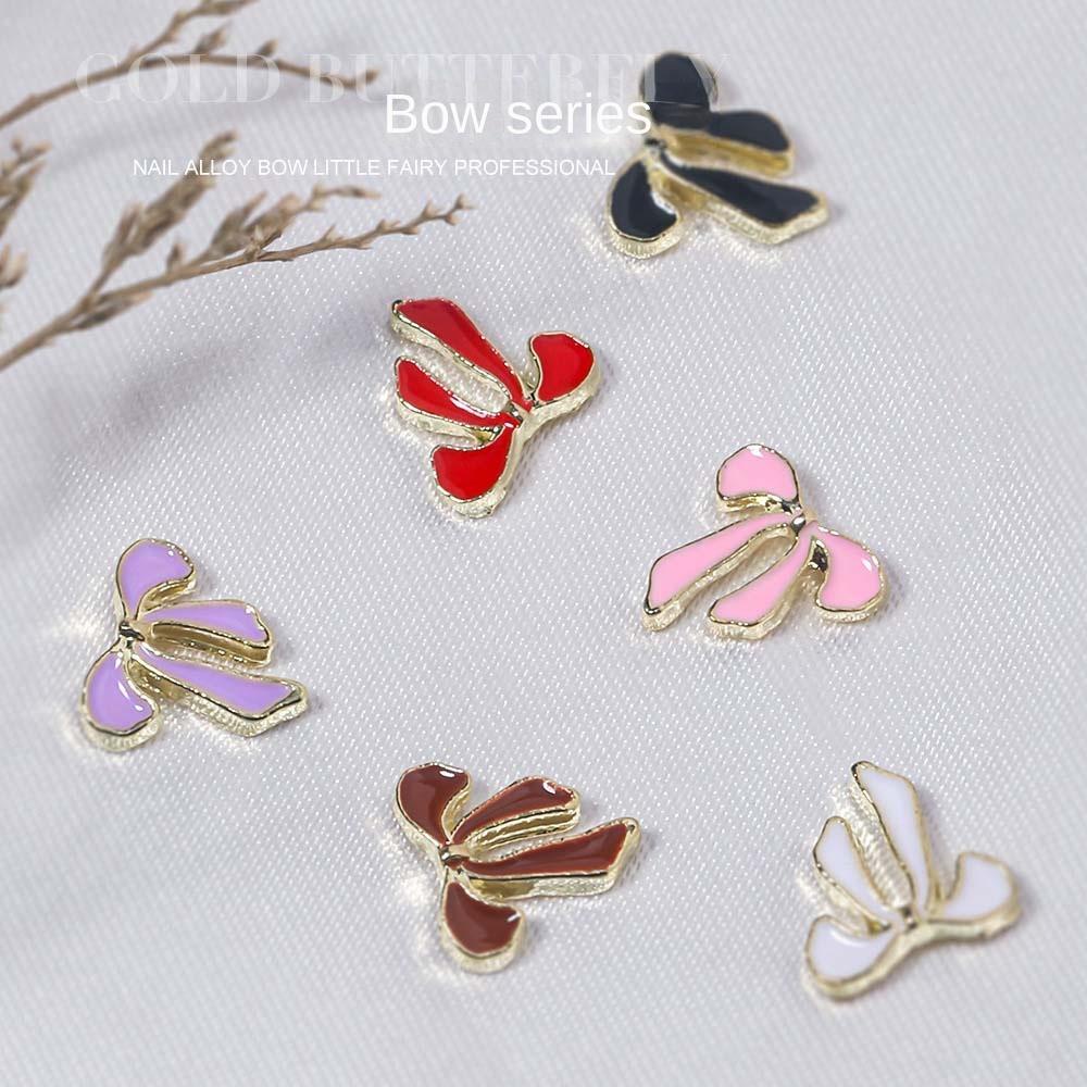 Mxbeauty Bow Nail Rhinestones Wanita Manicure Aksesoris Alloy Busur Kuku Hiasan Nail Jewelry