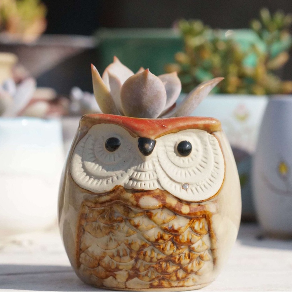 Vase Mini Burung Hantu Pot Bunga Sukulen Vas Antik Hewan Keramik Pot Tanaman Sukulen Kreatif Pot Pot Pot Dekorasi Rumah