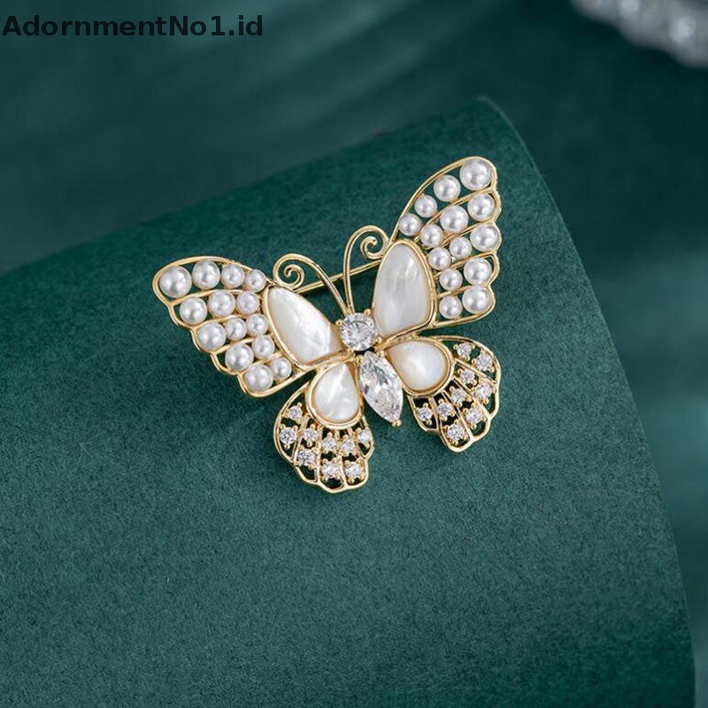 [AdornmentNo1] Mutiara Dan Berlian Imitasi Bros Untuk Wanita Baroque Trendy Elegan Kupu-Kupu Bros Pin Pesta Pernikahan Perhiasan Hadiah [ID]