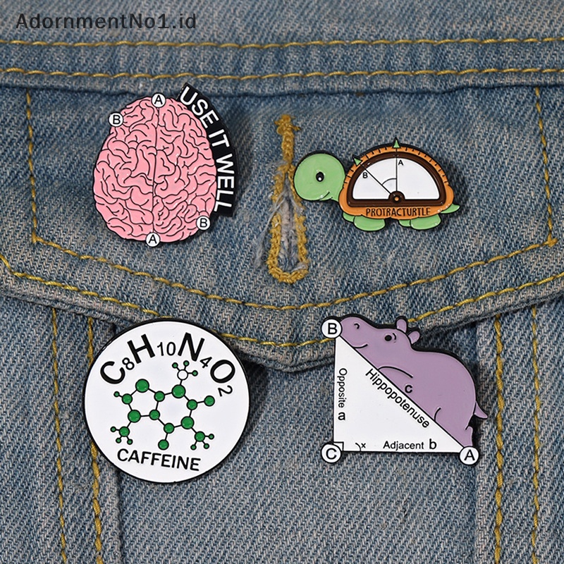 [AdornmentNo1] Math Puns Enamel Pin Custom Turtle Hippo Bros Menggunakan Sumur Otak Caffeine Lapel Badge Hewan Lucu Perhiasan Hadiah Untuk Teman Anak [ID]