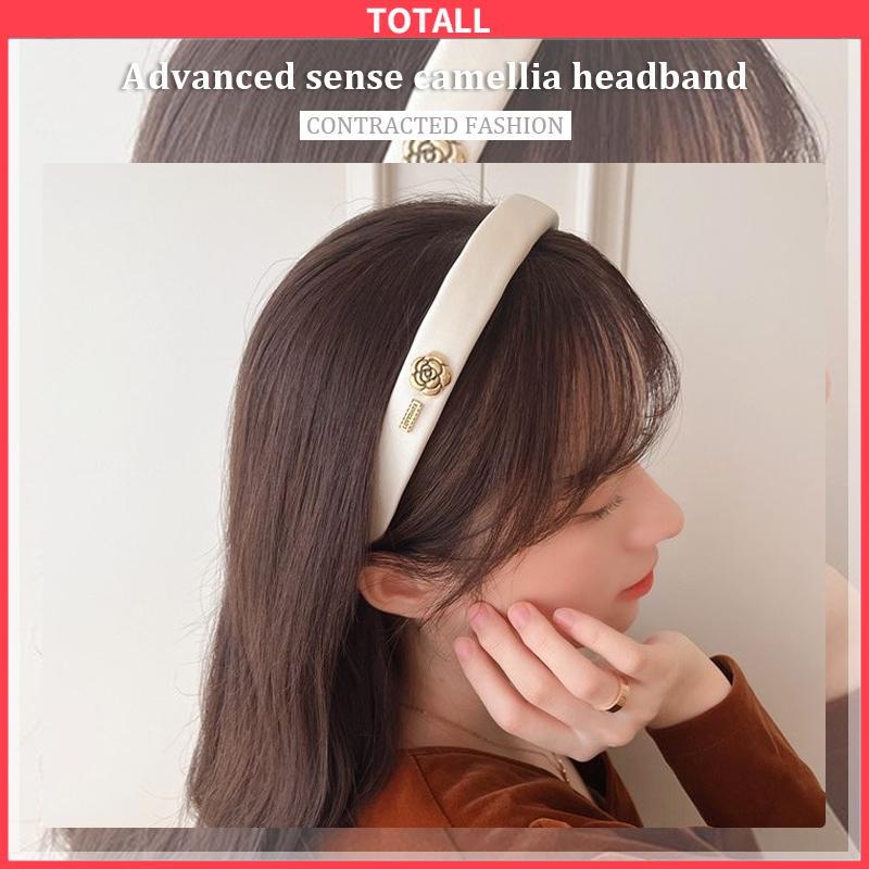 COD Ikat Rambut Premium Sense Camellia Headband Mewah Tebal Simple Fashion All-Match-Totall