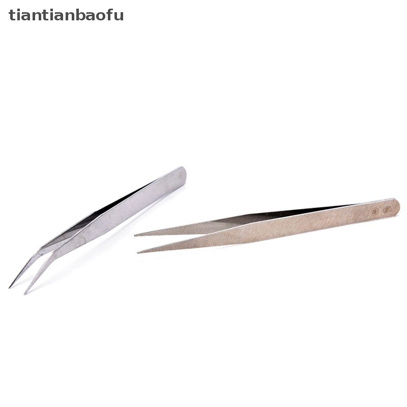 [tiantianbaofu] 2pcs Stainless Steel Lurus El Pinset Patchwork Hook Pick-up Makeup Tools Butik