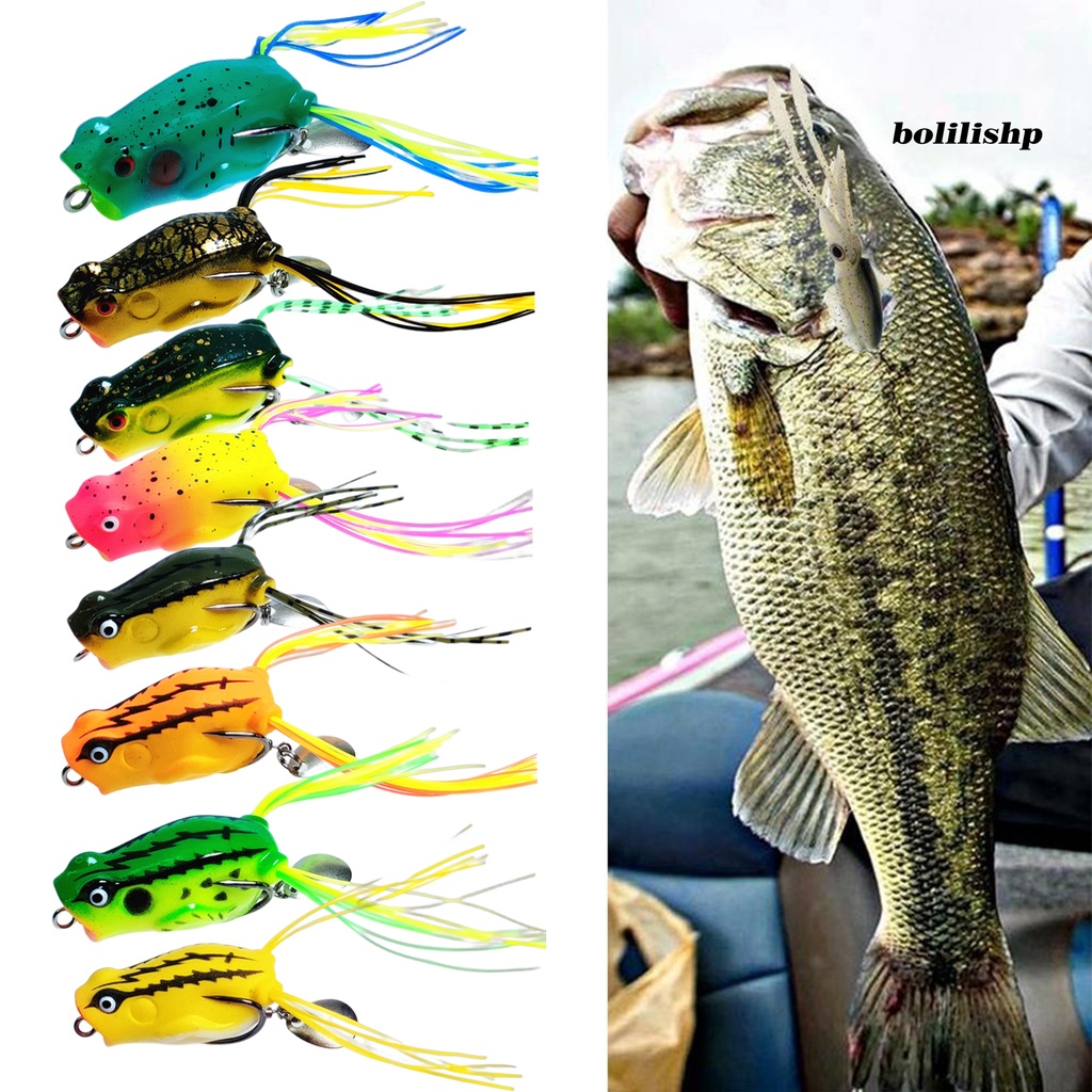 Bo-4cm/7.5g Umpan Pancing Kait Ganda Dengan Jumbai Spinner Payet Berongga Simulasi Pengecoran Panjang Buatan PVC Lembut Snakehead Frog Bait Perlengkapan Memancing