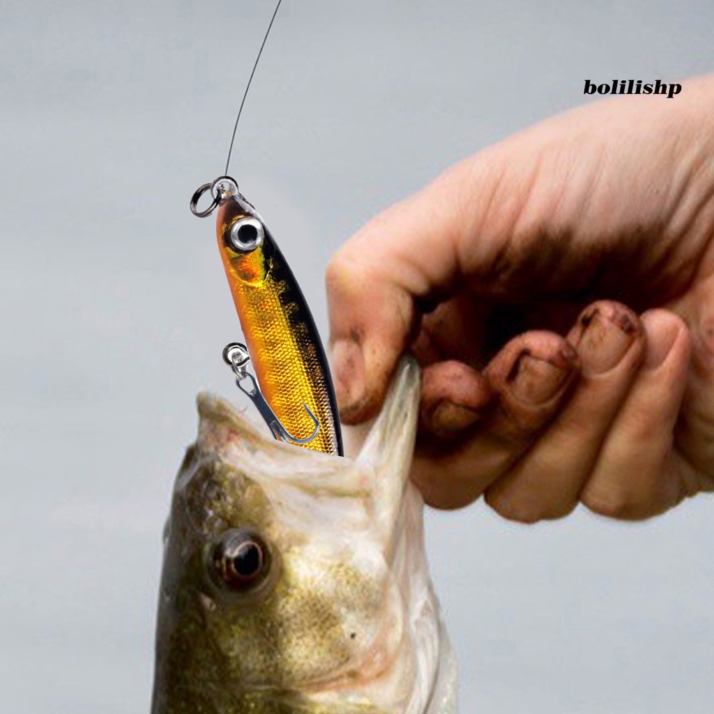 Bo-5.3cm/3g Lure Bait 2kait Treble Tajam Barb Vibrant Steel Balls Plat Lidah Panjang Tenggelam Perlahan Umpan Bionik Untuk Memancing Di Luar Ruangan