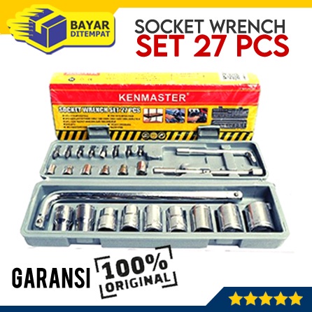 Kunci Sok Shock Sock Soc KENMASTER Set 27 Pcs Biji Socket Wrench 27Pcs