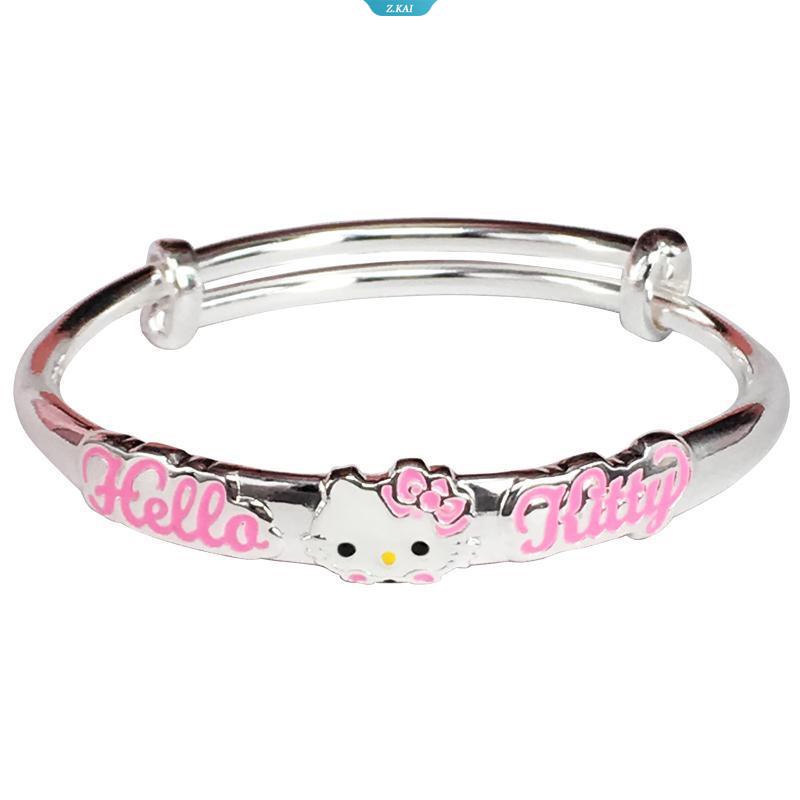 Sanrio Hello Kitty Tembaga Putih Plating Baru Gelang Kartun KT Gelang Orang Tua-Anak Fashion Weet Dan Indah Gelang Hadiah Pacar [ZK]