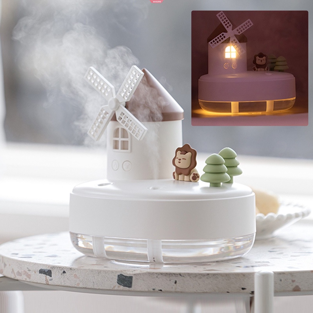 650ml Windmill Air Humidifier Kartun Musik Lampu LED Mist Maker Sprayer Mute Desktop Pelembab Udara Dekorasi Hiasan [ZXL]