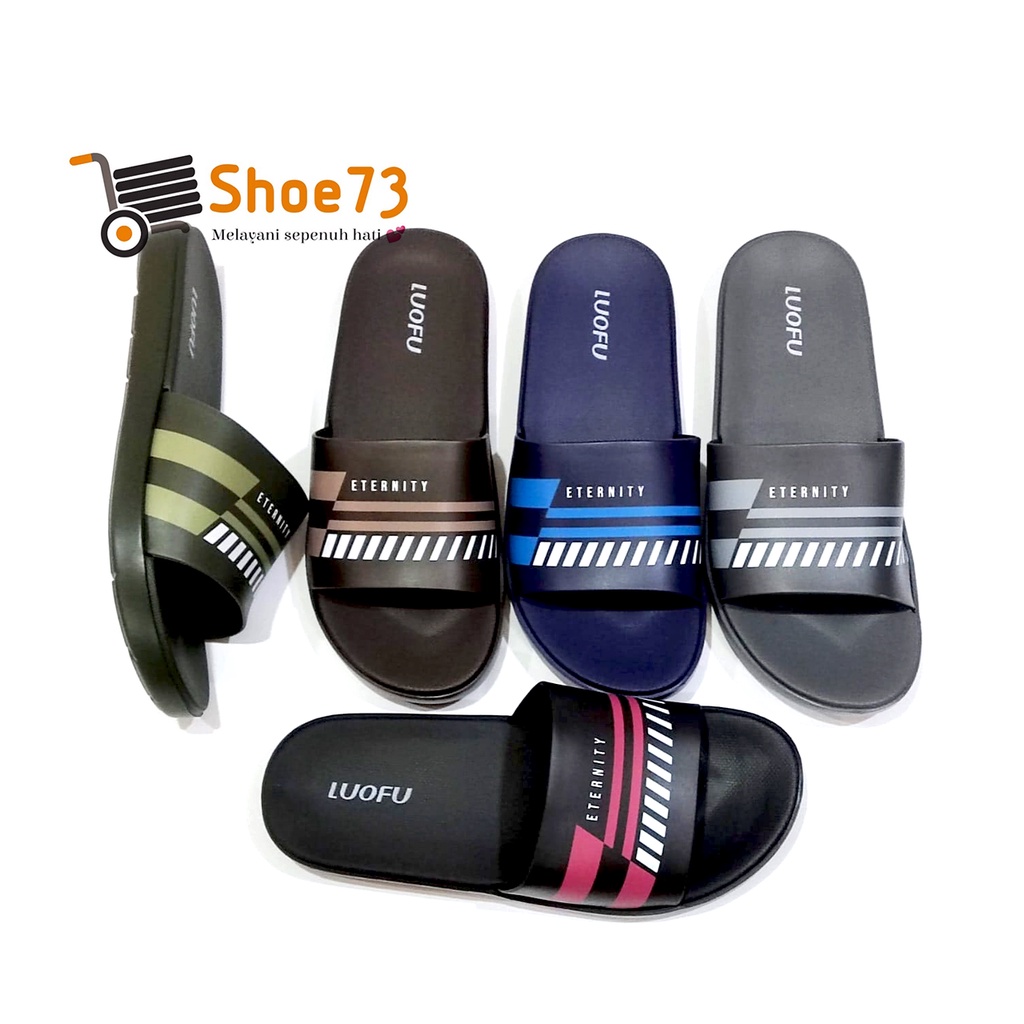 LUOFU E 7172 - E134 SIZE 40-44 ORIGINAL l Sandal Selop jelly pria l Sendal kokop cowok impor