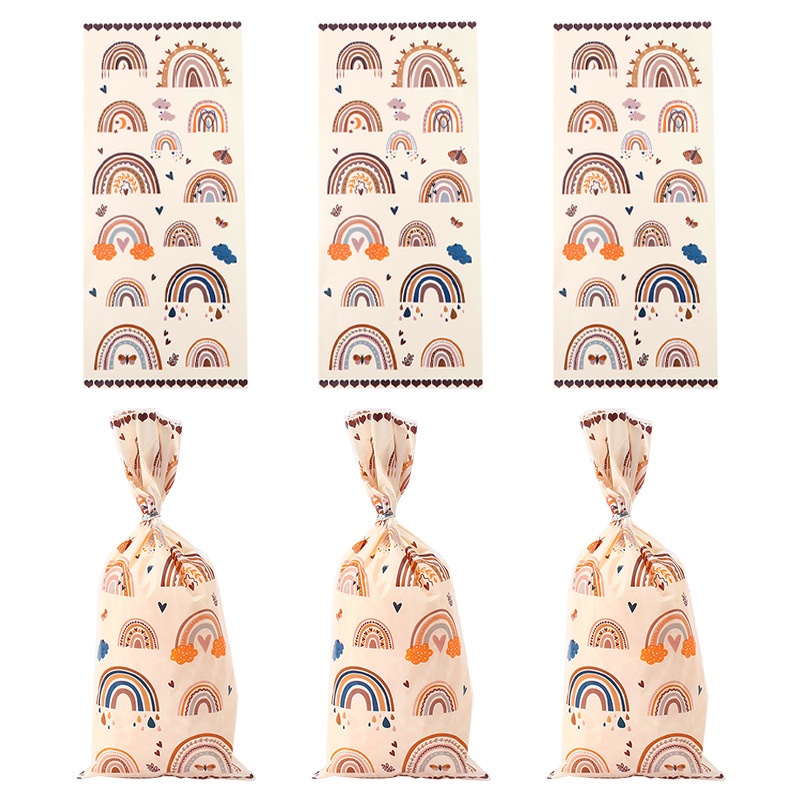 50pcs Kantong Plastik Motif Pelangi Kartun/Tas Paket Permen Cookies Kado