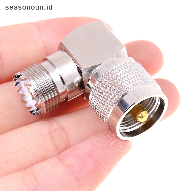 Seasonoun UHF SO-239 Female to UHF PL-259 Male Right Angle Konektor RF 90derajat.