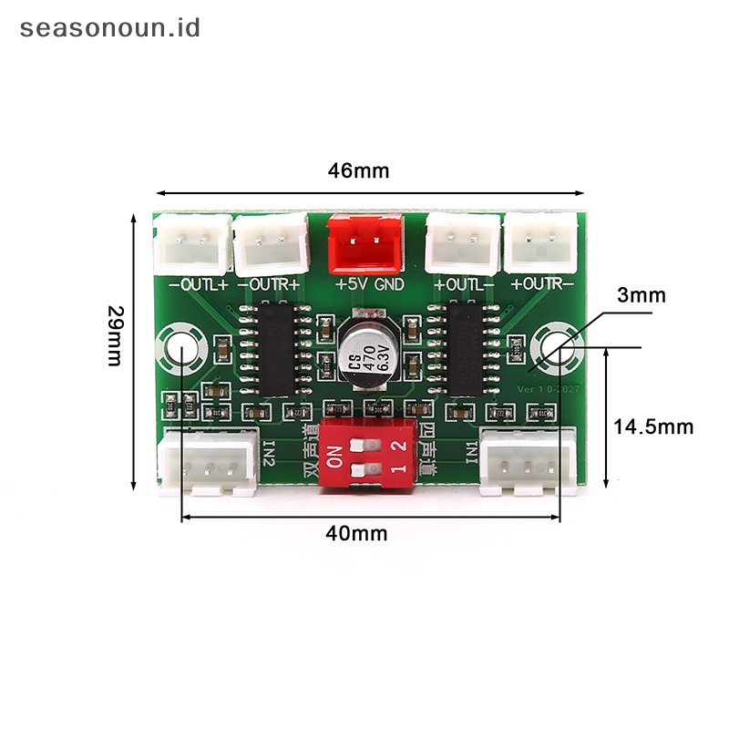Seasonoun Mini PAM8403 Digital Audio Amplifier Board 4salur 3W * 4suara Stereo DC 5V.