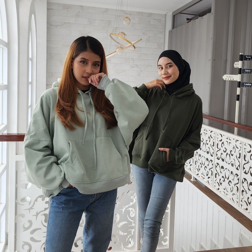 NOUSKA - BATWING JUMBO HOODIE SWEATER Hoodie Oversize Wanita Korea Lucu