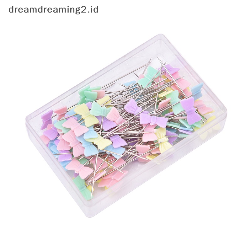 (drea) 100pcs/lot Aksesoris Jahit Pin Patchwork Dengan Kotak DIY Kancing Kepala Pin DIY//