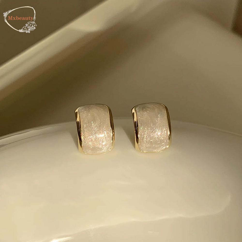 Mxbeauty Anting Enamel Elegan Klasik Geometris Kepribadian Baru Chic Alloy Metal Studs