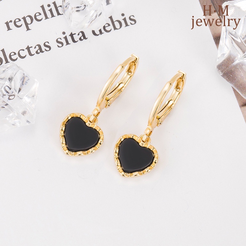 S925 Perak Retro Hitam Indah Anting Cahaya Mewah Bermutu Tinggi Anting-Anting