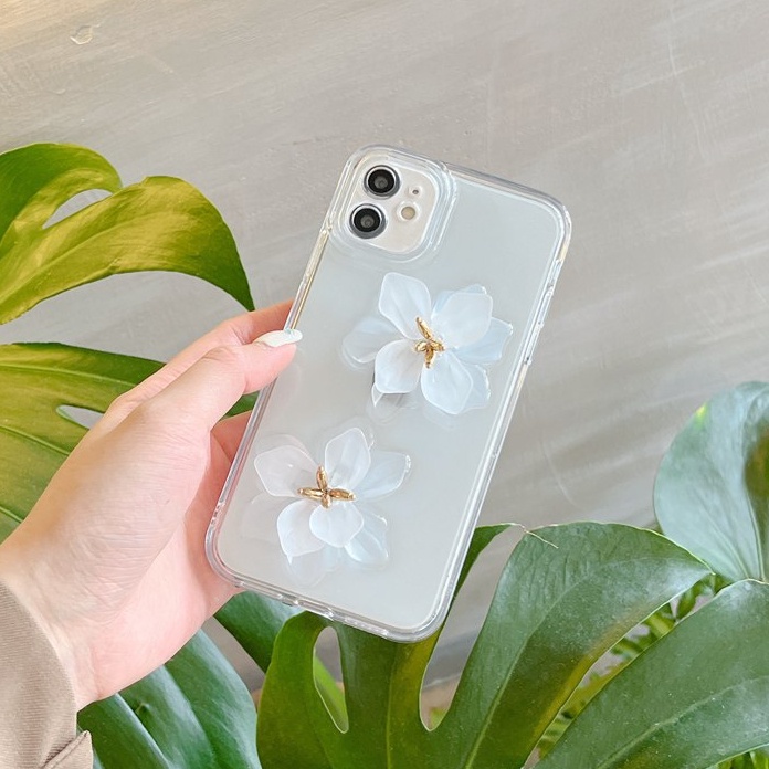 【Crystal resin】3D Transparent Clear Flowers Pretty Soft Case IPhone 7 8 Plus XR XS Max 11 12 13 14 Pro Max 14 Plus for Women Girl Gift