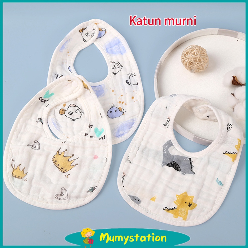 Mumystation Celemek Makan Bayi Bibs Slaber Bayi Bahan Katun Lembut