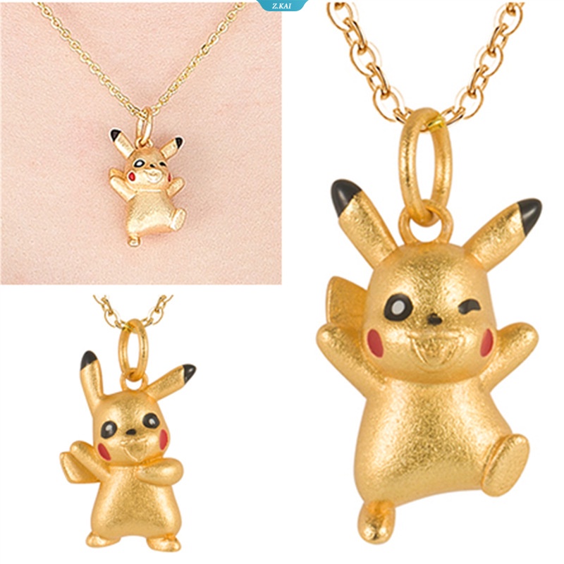 Kartun Pikachu Kalung Pesona Kartun Anime 3D Action Figure Mainan Rantai Klavikula Y2K Perhiasan Anak Wanita Ulang Tahun Kawaii Hadiah [ZK]