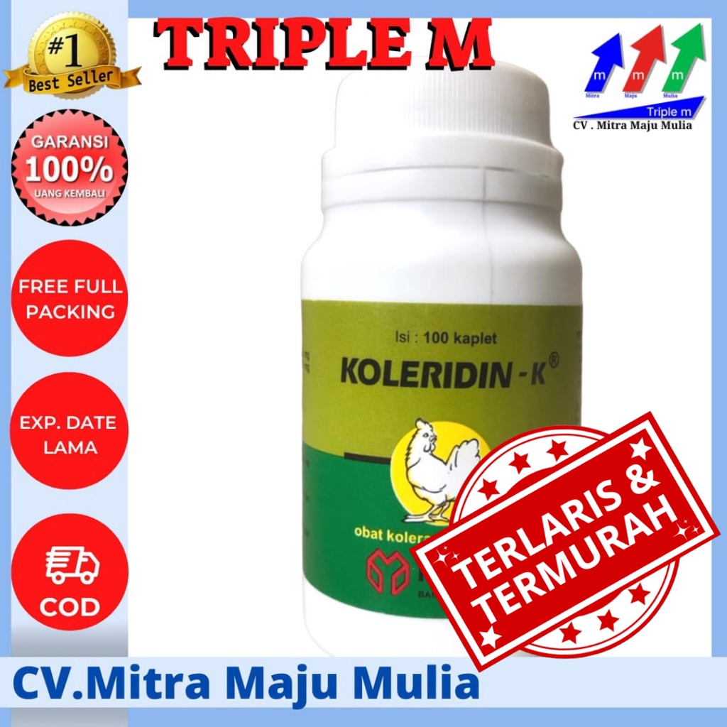 KOLERIDIN K 100 Kaplet - Obat Ayam Burung Diare Hijau Putih Kolera NE Kapsul