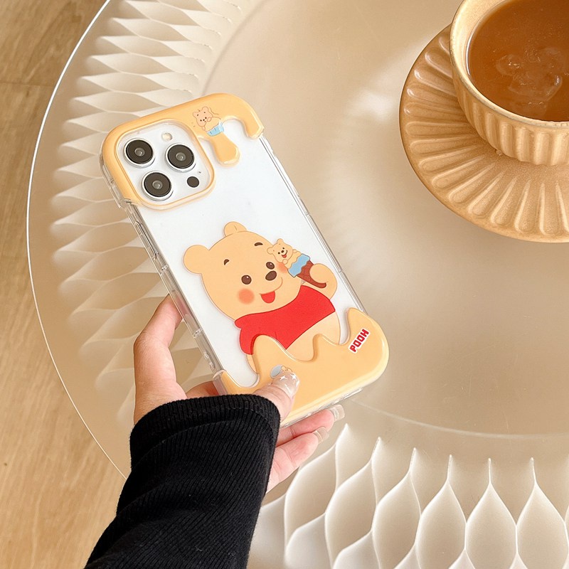 【3D Ice Cream】Strawberry Bear Summer 3D Soft Case IPhone XR XS Max 11 12 13 14 Pro Max 14 Plus for Women Girl Gift Cartoon Lovely Winnie the pooth Bear