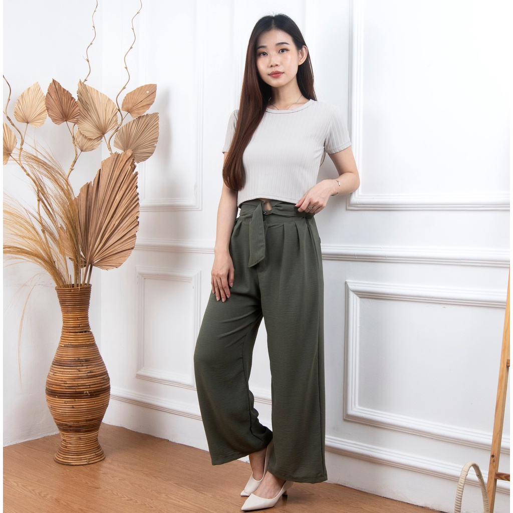 Terbaru- Celana Kulot Highwaist Ravi Pants Wanita Celana Cullote Panjang