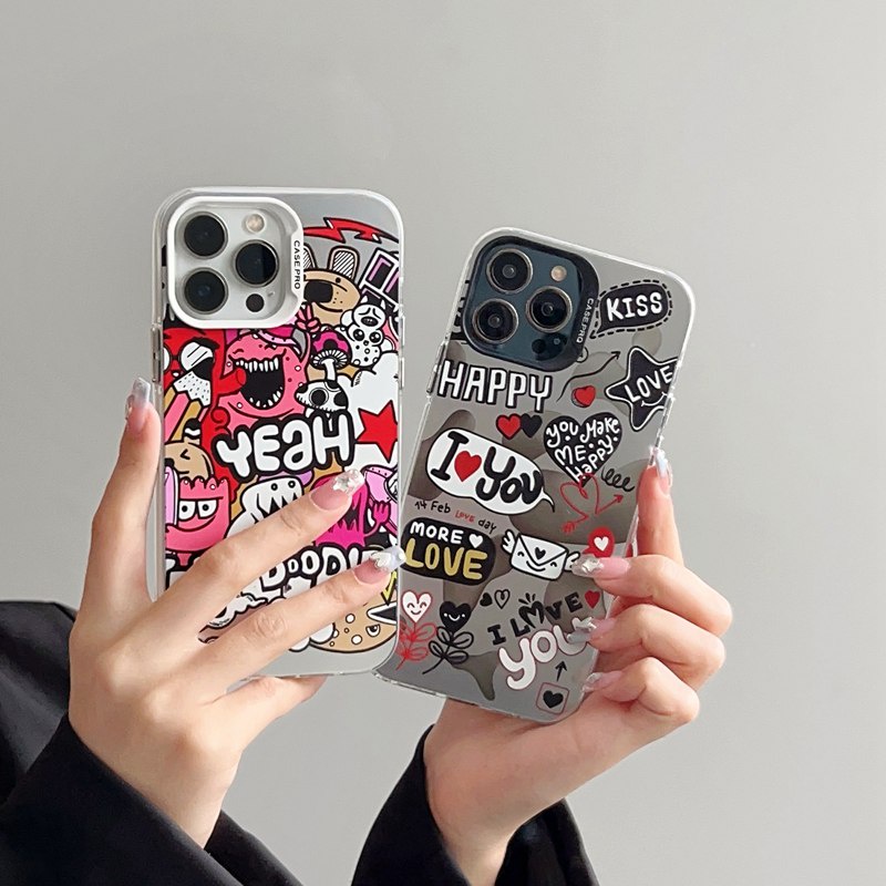 Creative Cartoon Love Word Soft Case HP iP iPhone 14 13 12 Pro Max 11 Matte FTD Casing Apple