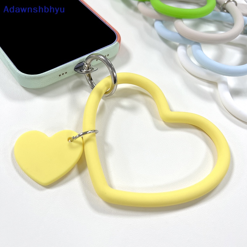 Adhyu Universal Tali Cincin Gantung Silicone Wrist Ring Untuk Phone Case Berbentuk Hati Gelang Silikon Gelang Gantungan Kunci Anti-Lost Lanyard Big Ring Keychain Jewelry ID