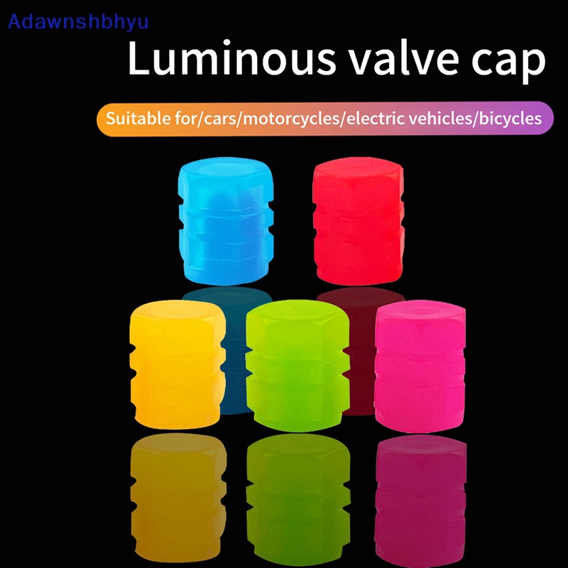 Adhyu 4pcs Tutup Klep Luminous Mobil Motor Sepeda Ban Luminous Valve Stem Caps Dekorasi ID