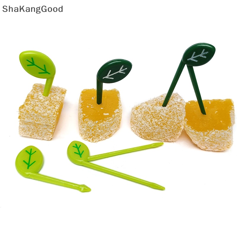 Selip 10pcs/set Daun Buah Garpu Picks Anak Snack Dessert Dekorasi Forks Tusuk Gigi SKK