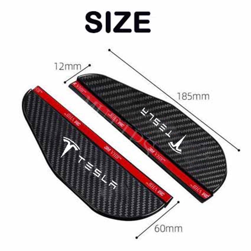Tesla 2Pcs Kaca Spion Mobil Serat Karbon Visor Hujan Pelindung Alis Cover Stiker Untuk Model3 Y S X