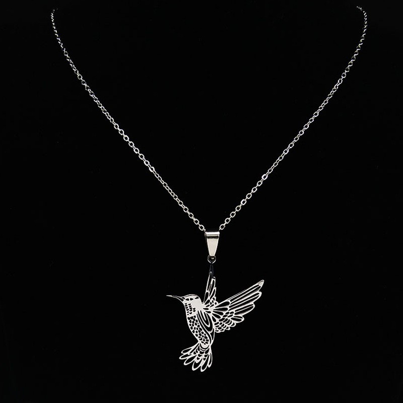 Zh Perhiasan Sederhana Stainless Steel Hummingbird S925 Perak Liontin Pria Dan Wanita Kalung Hip Hop Aksesoris Pesta