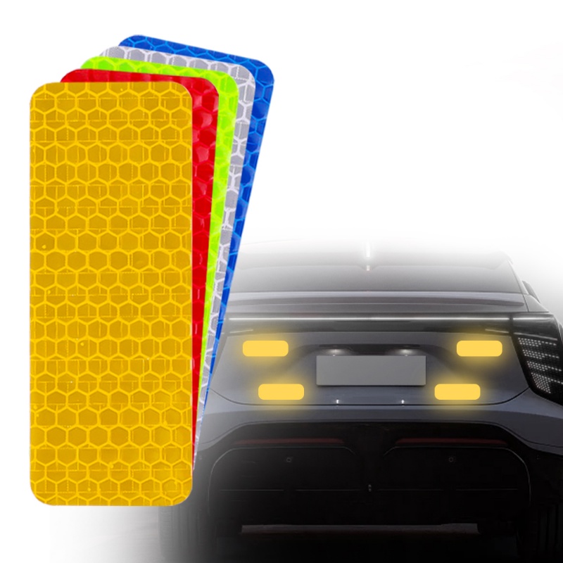 10 Pcs Persegi Panjang Mobil Self Adhesive Stiker Malam Tanda Peringatan Keselamatan Strip Reflektif Tape Bumper Decals Auto Aksesoris