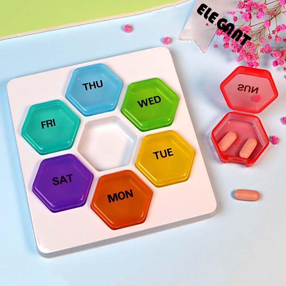 [Elegan] Kotak Pil Obat 7hari Mingguan Colorful Tablet Wadah Penyimpanan Obat Organizer Vitamin Mingguan Pill Box