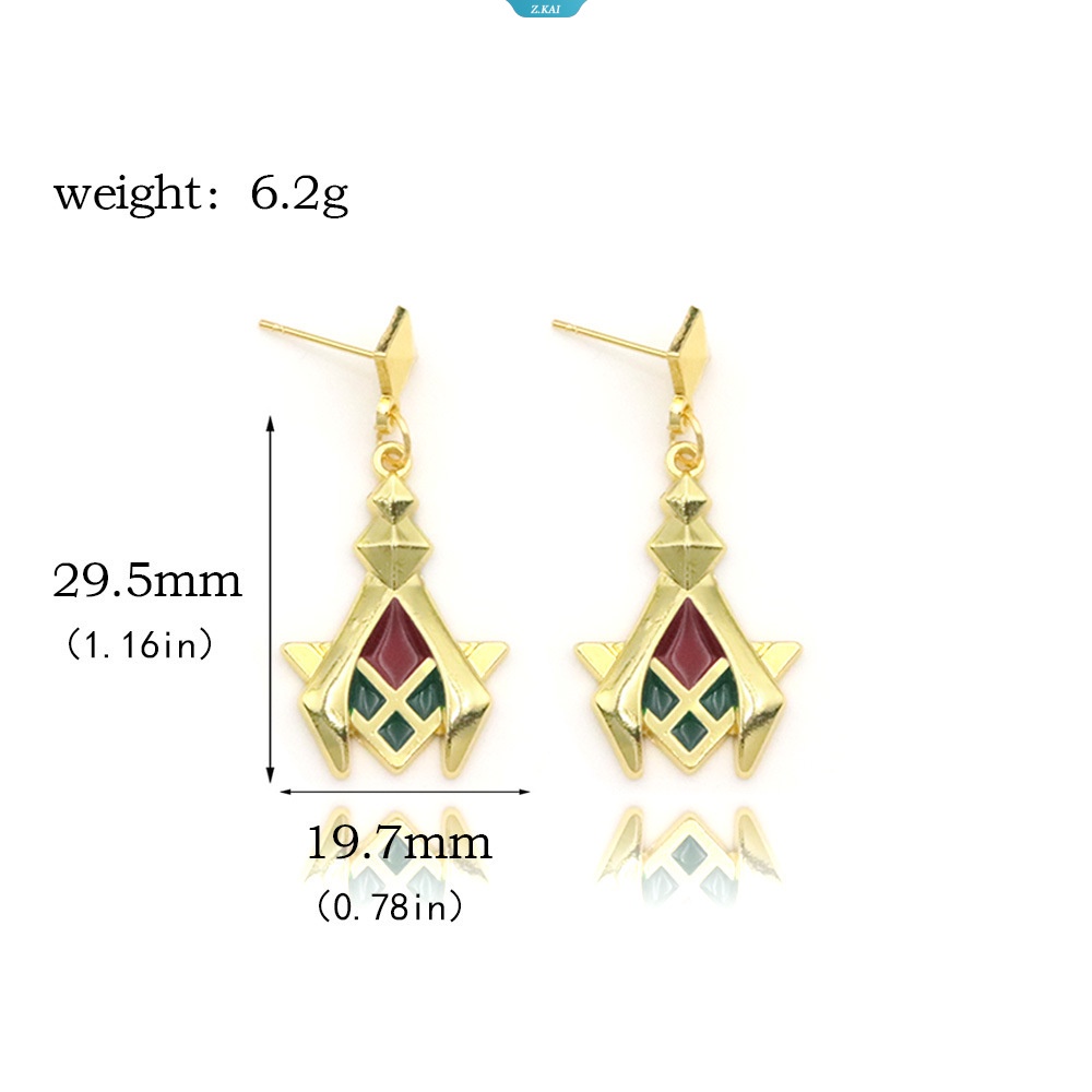 Game Genshin Impact Earrings Dehya Kaveh Cosplay Unisex Ear Studs Aksesoris Perhiasan Liontin Segitiga Eardrops Hadiah [ZK]