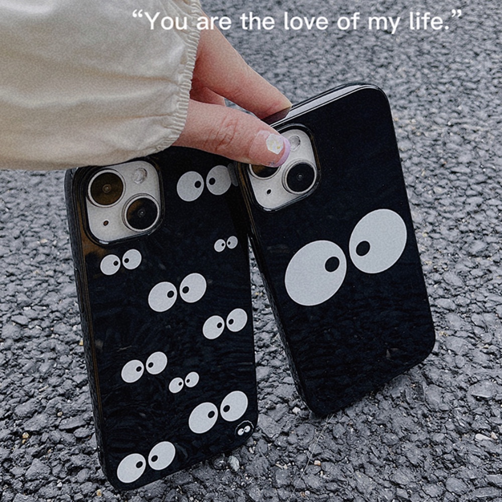 Casing IPhone Kompatibel Untuk Iphone14 Pro Max Lucu Keren Emoji Mata Hitam Iphone13 /13 Pro Ip12 /12 Pro Max Iphone11X XS XR 7 8 Plus Anti Gores Soft TPU Back Phone Cover