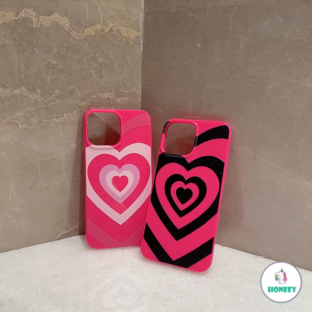 IPHONE Retro Pop Gadis Kartun Pink Hitam Love Art Phone Case Untuk Iphone14 13 12 11 Pro Max Xr Xs 7 8 Plus Case Lucu Soft Cover