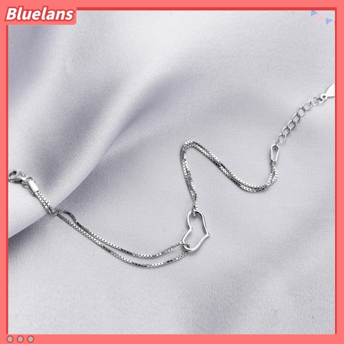 [BLS] Fashion Wanita Cinta Hati Liontin Perak Berlapis Dua Lapis Rantai Gelang