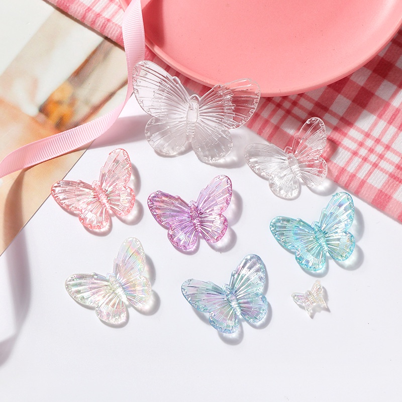 [HOT Sale]butterfly Bentuk Handmade Warna-Warni Resin Kartun DIY Perhiasan Anting Aksesoris Warna Acak 1Pc Telepon Liontin Transparan Serba Guna