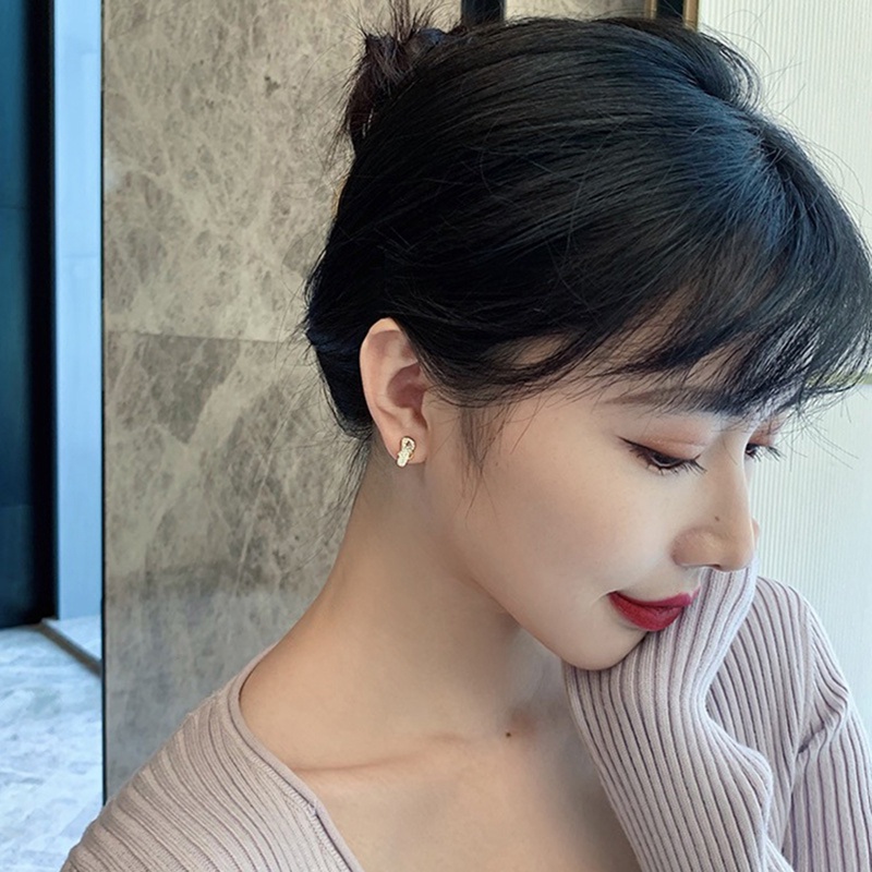 Lucu Mini Sepatu Slipper Zircon Stud Earrings Untuk Wanita Mewah Warna Emas Anting Tidak Biasa Korea Fashion Pesta Perhiasan