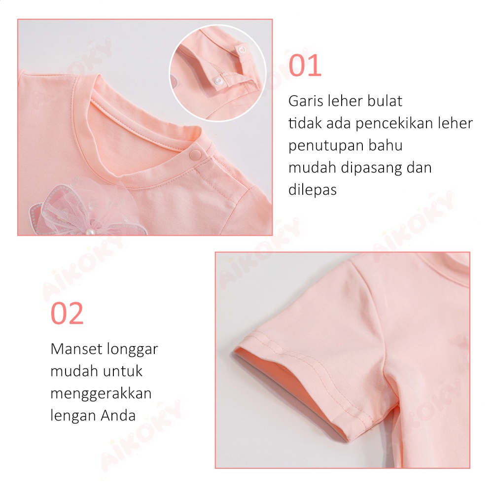 Aikoky Baju Kaos Anak Perempuan / Gadis T-shirt Lengan Pendek 2-10 Tahun