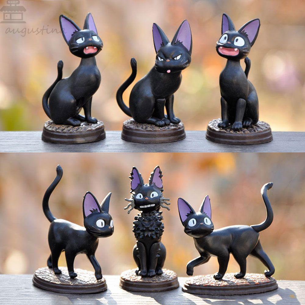 Agustina Black Cat Action Figure Hadiah 6pcs/set PVC Anime Mainan Lucu Dekorasi Rumah Patung Kecil Figure Ornamen