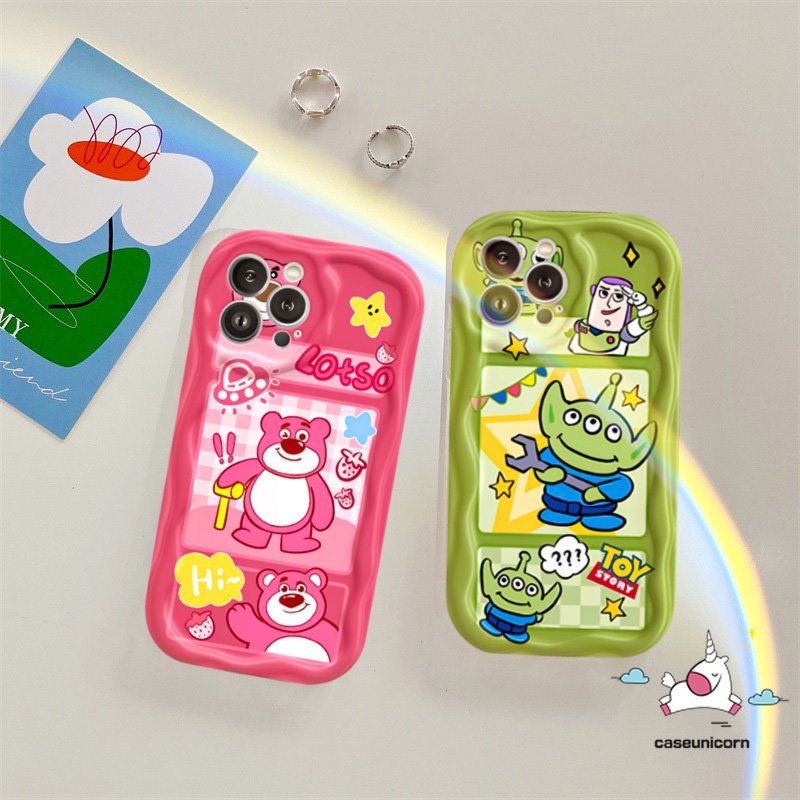 Case Beruang Strawberry Lucu Untuk Redmi Note12 10s 11 11s 10 Pro Max 10Pro Redmi A1 9T 10 9 10A A2 10C 9A 9C NFC POCO M3 Kartun Toy Story Manyo Alien Lembut 3D Bergelombang Penutup Tepi Melengkung