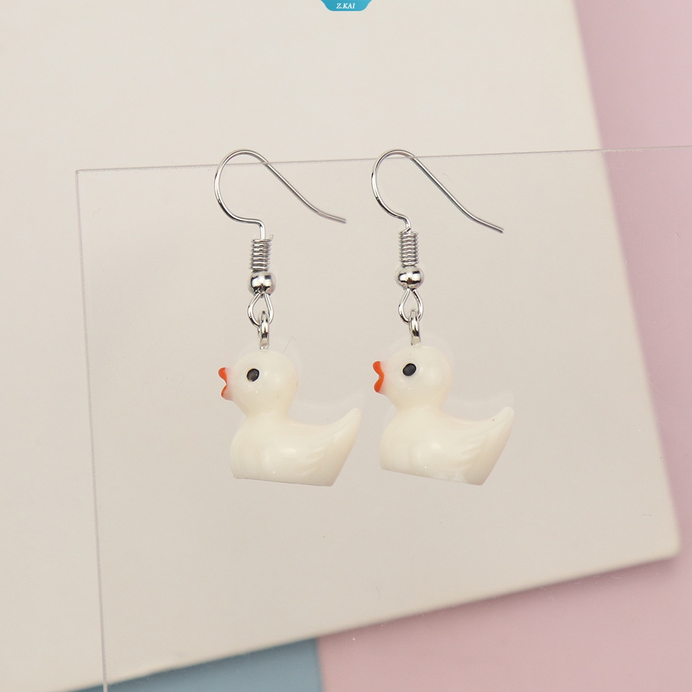 Fashion Korea Minimalis Lucu Silika Gel Kecil Lemon Kuning Bebek Anting Untuk Temperamen Gadis Hadiah Anting Perhiasan [ZK]