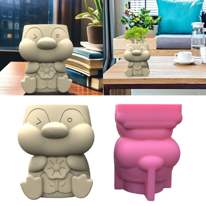 Siy Pot Bunga Cetakan Silikon Succulent Planter Pot Bunga Pinguin Kecil Concrete Mold